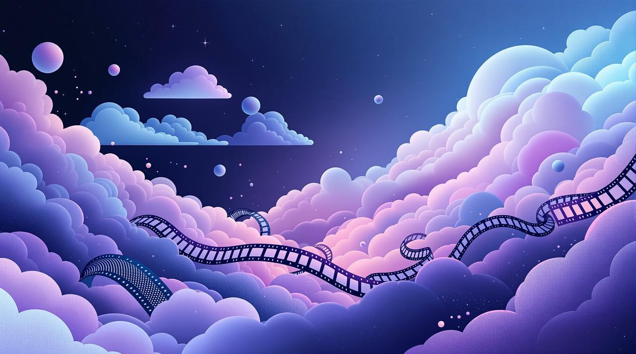 西瓜影视 - 云端影院概念插画